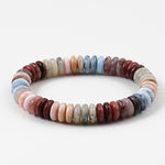 Multicolored beaded bracelet on a white background