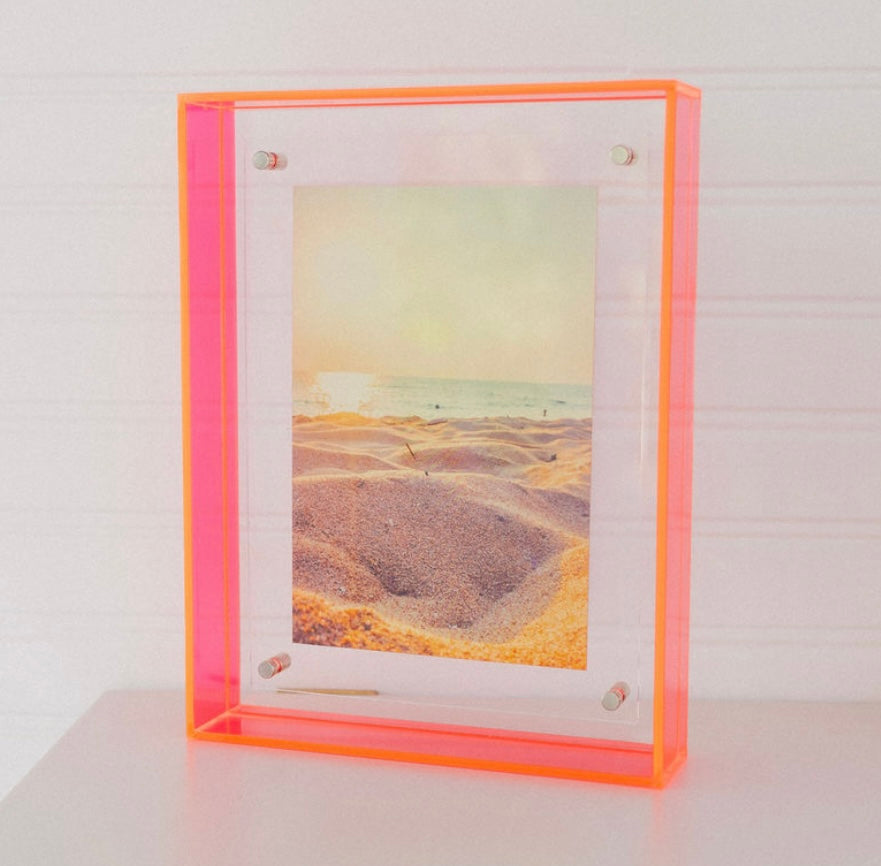 Sandy Beach Print in Hot Pink Acrylic Frame