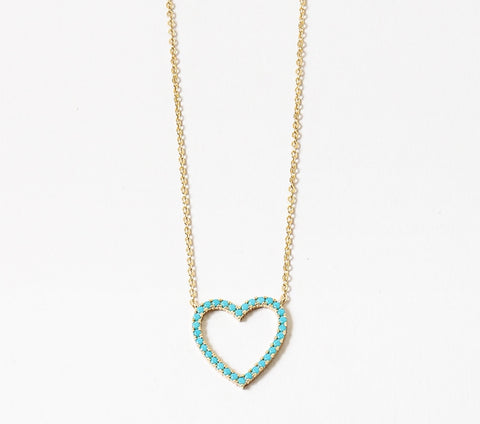 Turquoise Heart and Gold Necklace