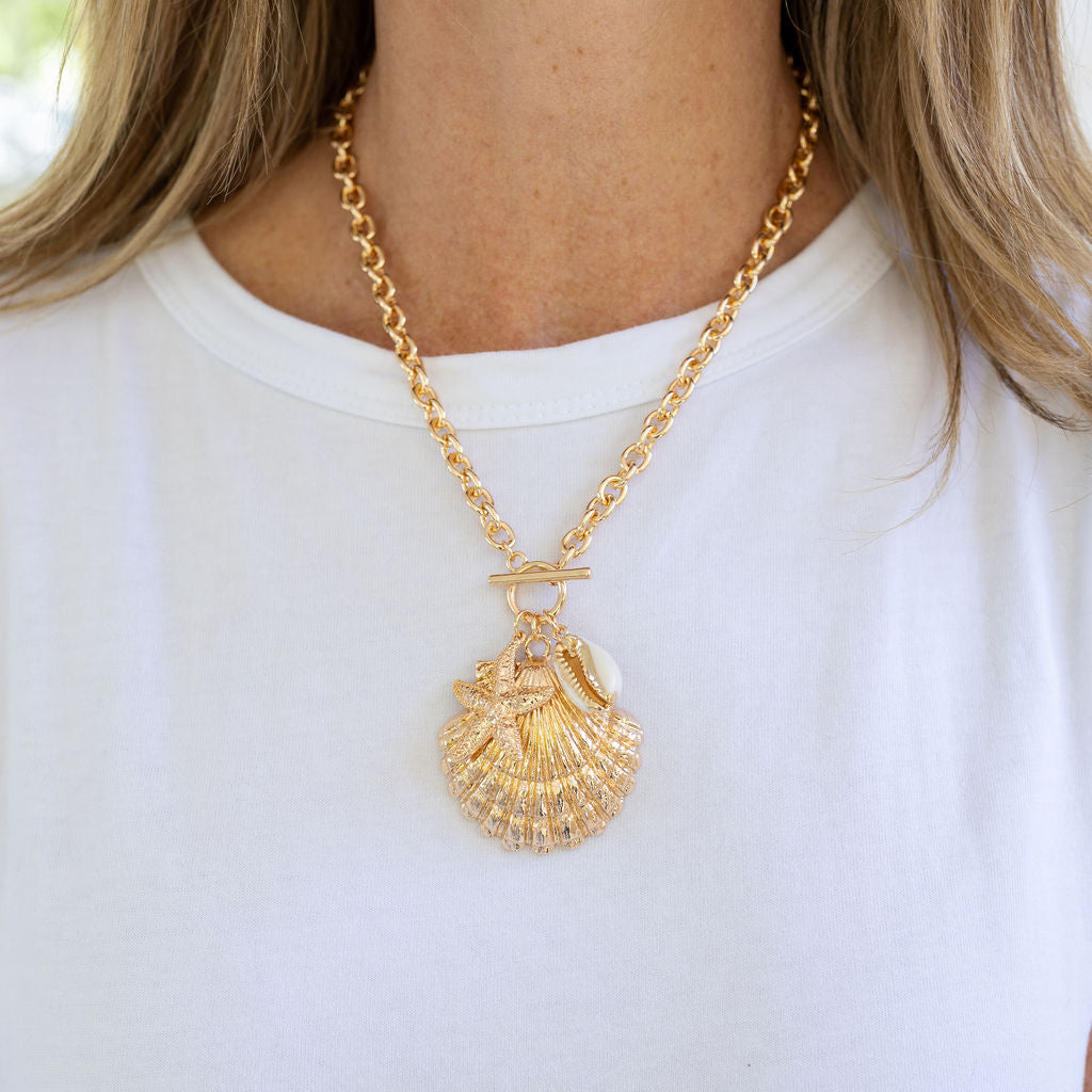 Gold Shell Charm Necklace