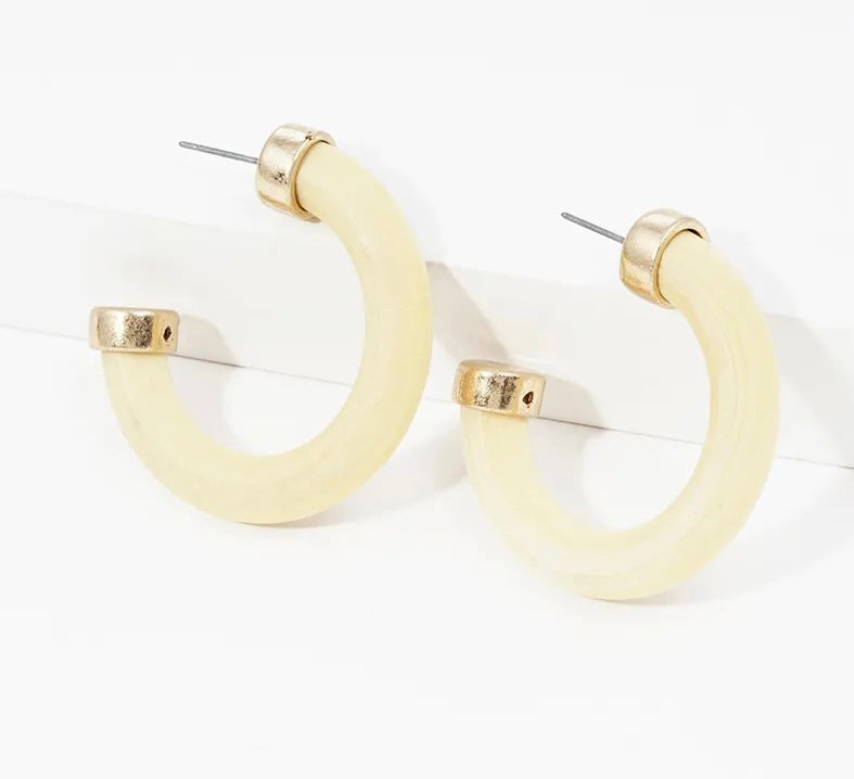 Cream Wood Earrings