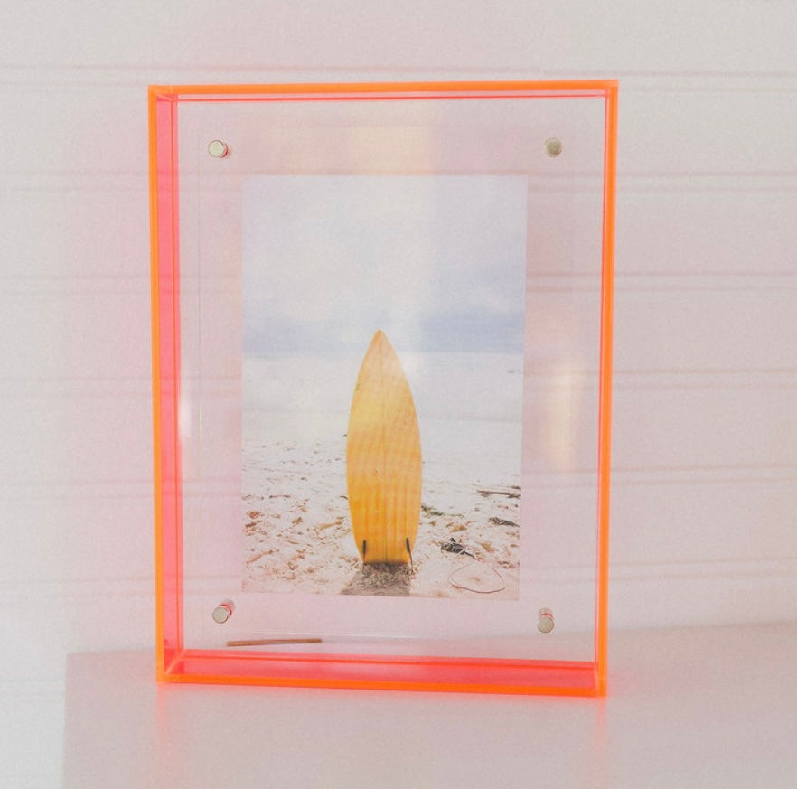 Surfboard Print in Hot Pink Acrylic Frame