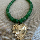 Green Gemstone Necklace with signature Heart