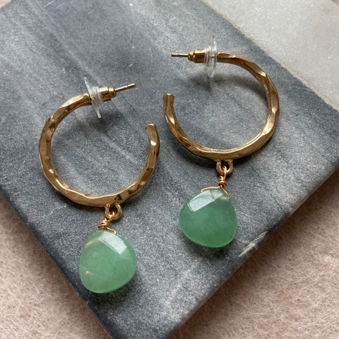 Spearmint Faceted Stone Hoops
