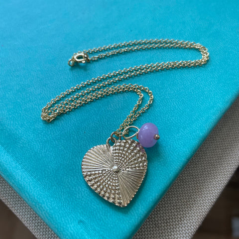 Vintage Orchid Heart Necklace