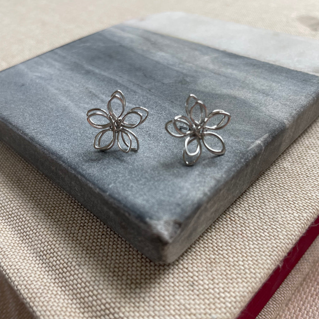 Silver Floral Studs