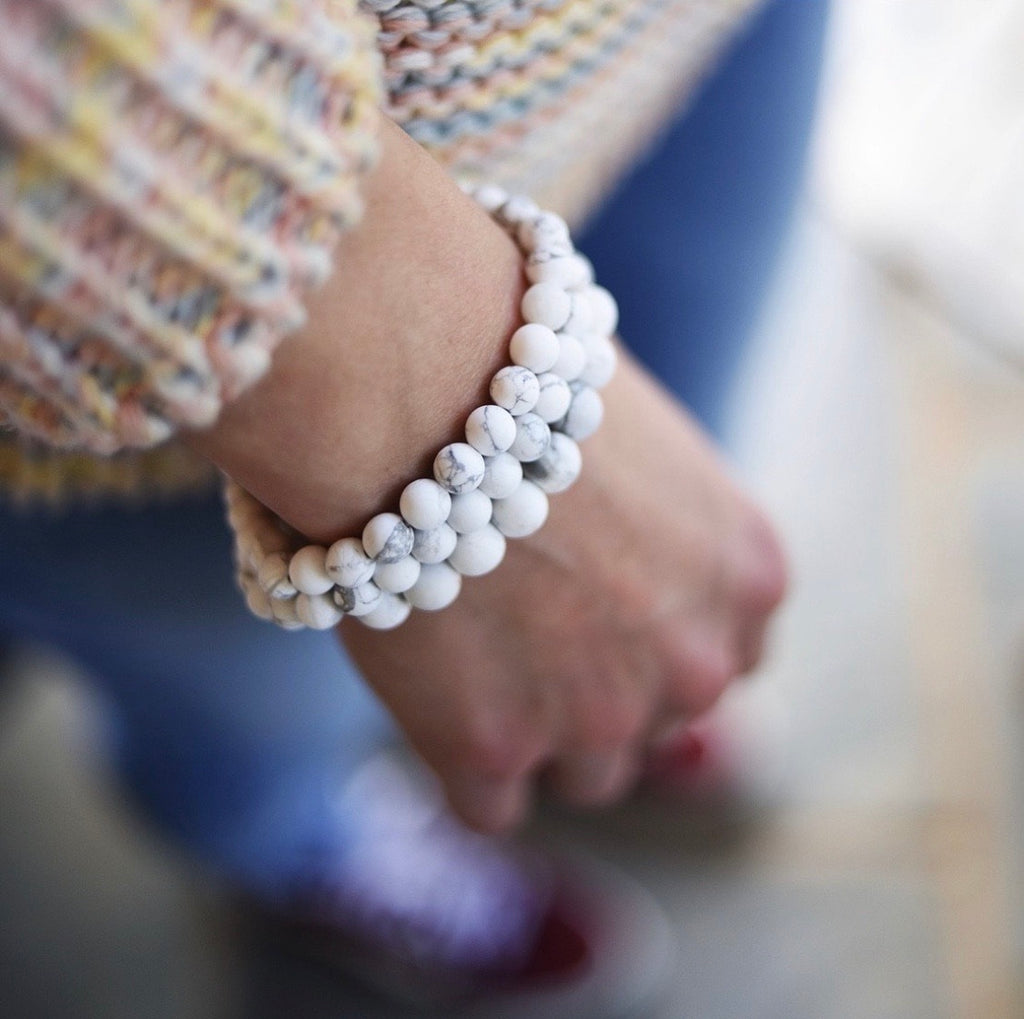 Triple White Turquoise Stack Bracelets