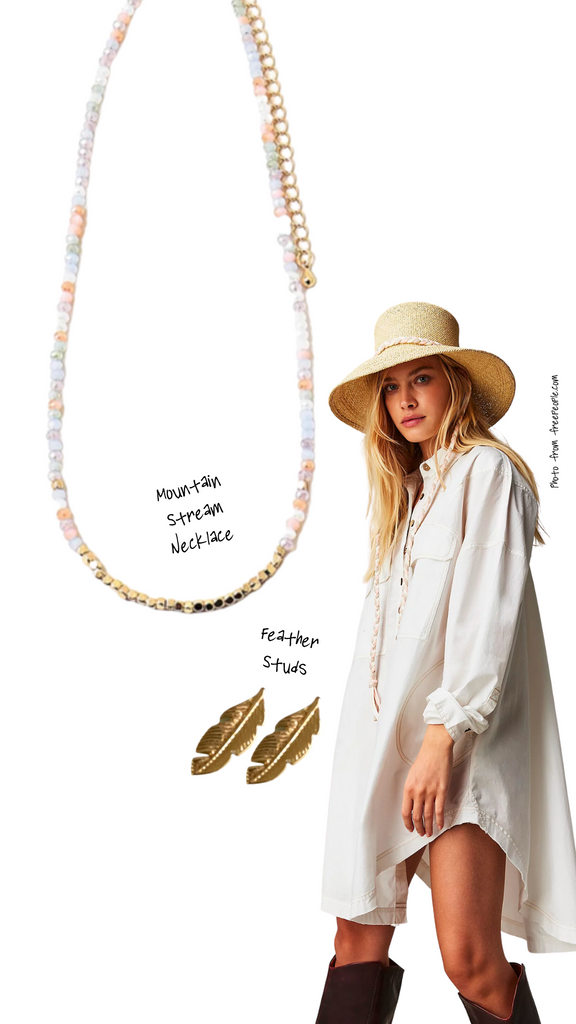 Styling Outfits with EMJ - Mountain Stream Necklace, Feather Studs, and More!