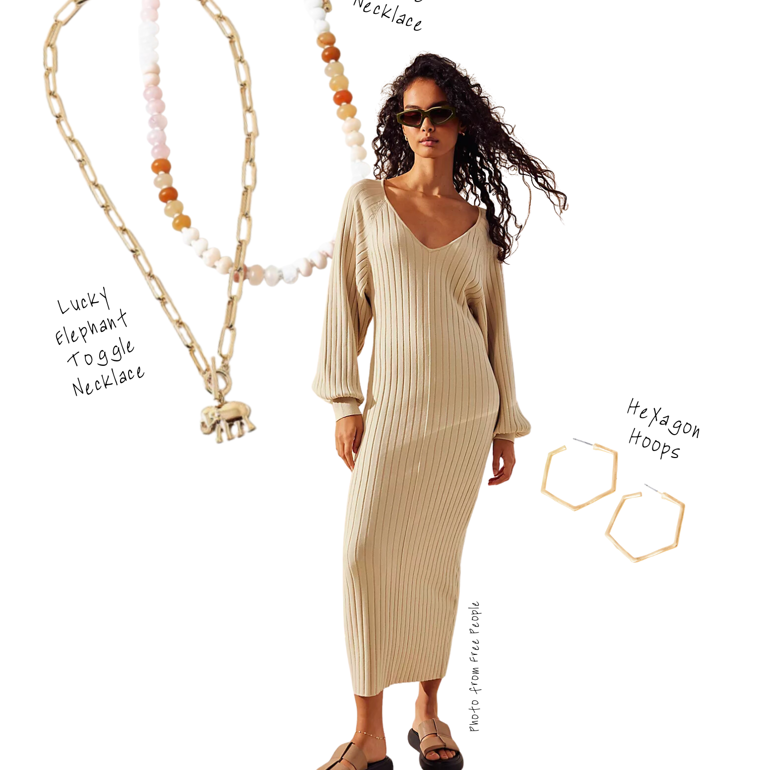 Styling the Beach Stone Necklace, Hexagon Hoops, Lucky Elephant Necklace, and More!