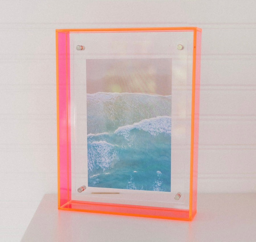 Ocean Waves in Pink Acrylic Frame