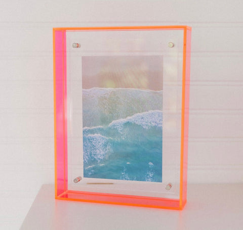 Ocean Waves in Pink Acrylic Frame
