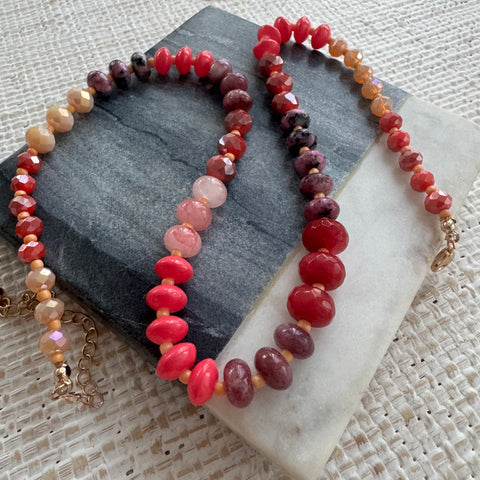 Poppy Pink Gemstone Necklace