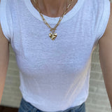 Gold Hammered Heart Toggle Rectangle Link Necklace