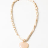 Cream Silk Cord and Heart Necklace