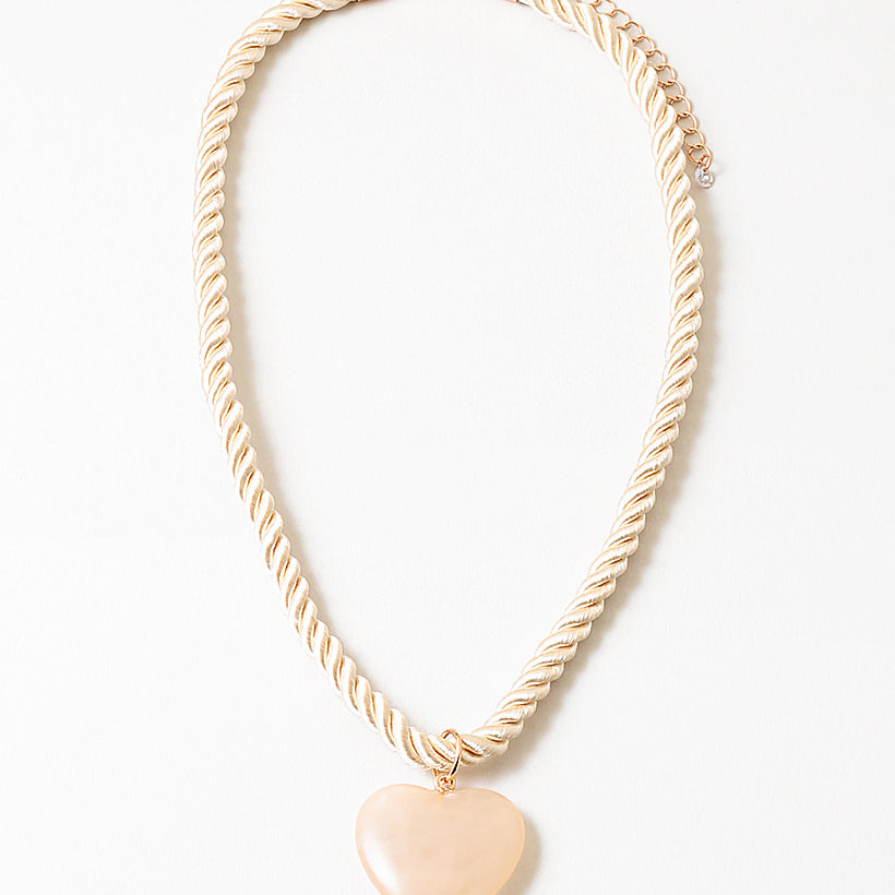 Silk Cord and Heart Necklace