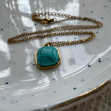 Turquoise Square Pendant Necklace
