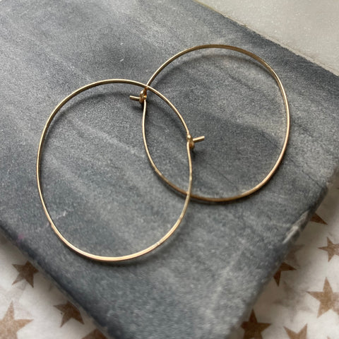Wire Hoops Gold Oval Earrings