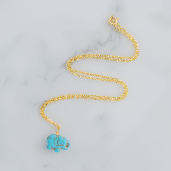 Lucky Turquoise Elephant Necklace