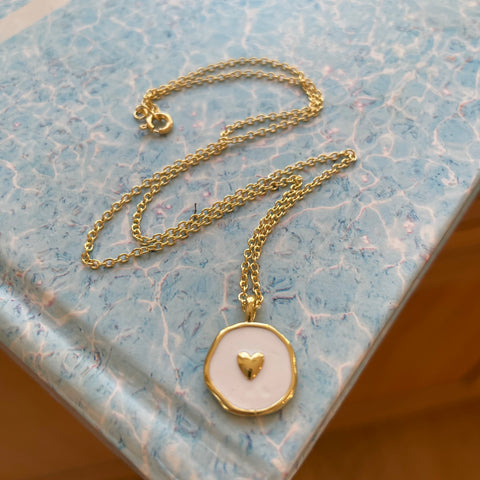 White and Gold Heart Disc