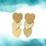 Three Heart Drop Earrings