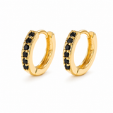 Black Gemstone Tiny Hoops