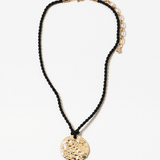 Gold Disc and Silk Cord Necklace