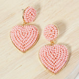 Cotton Candy Beaded Heart Earrings