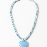 Blue Sky Silk Cord and Heart Necklace