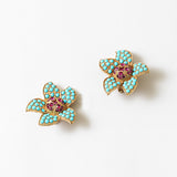 Turquoise and Garnet Studs