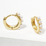 Gold and Pearl Huggie