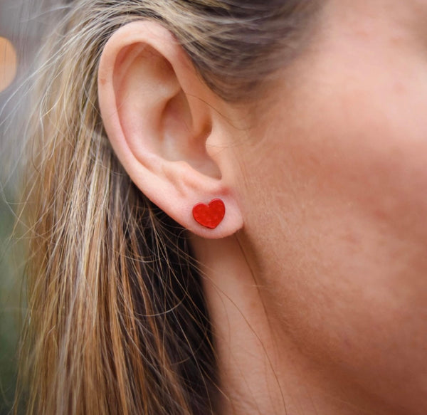 With Love Heart Studs