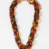 Chunky, leopard print, resin chain link necklace