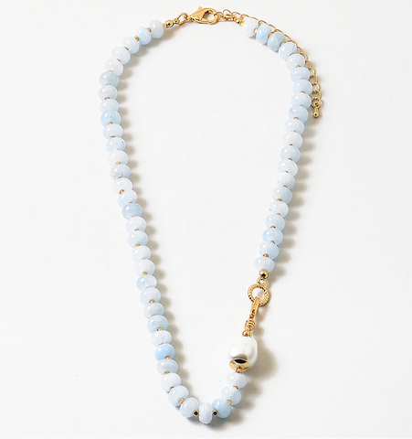 Stone and Pearl Sky Necklace