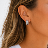 Silver Double Hoops
