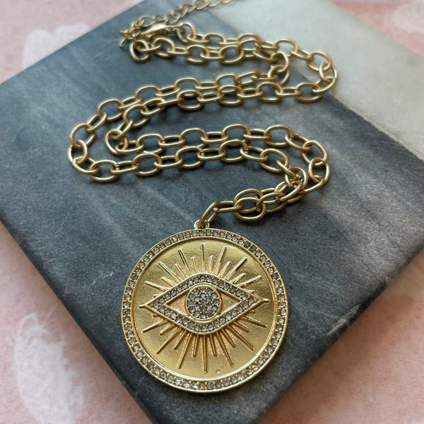 Gold Evil Eye Protection Necklace