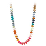 Colorful beaded necklace on a white background