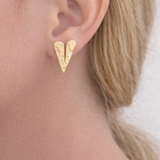 Hammered Gold Heart Petal Earrings