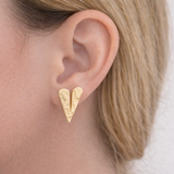 Hammered Gold Heart Petal Earrings