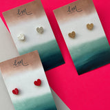 With Love Heart Studs