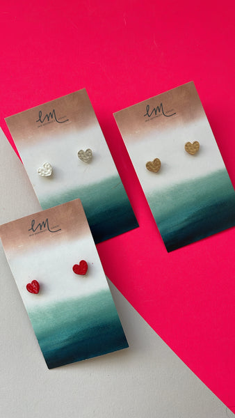 With Love Heart Studs