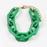 Green chain-link bracelet on a white background