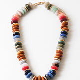 Wood and Neutral Beaded Necklace