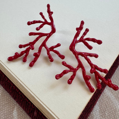Red Coral Studs