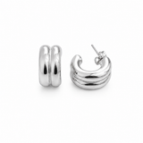 Silver Double Hoops