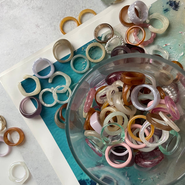 Set of 5 Resin Rings