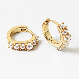 Gold and Pearl Minis Hoops
