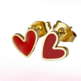 Red and Gold Heart Studs