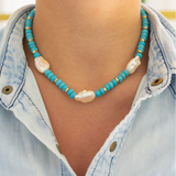 Turquoise and Pearl Necklace