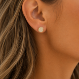 Quartz and Gold Disc Earrings