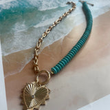 Turquoise and Gold Love and Luck Necklace